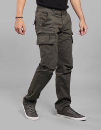Military Green Comfort Straight Fit Stretch Cargo Pants