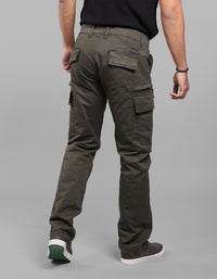 Military Green Comfort Straight Fit Stretch Cargo Pants