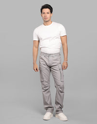 Grey Comfort Straight Fit Stretch Cargo Pants