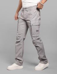 Grey Comfort Straight Fit Stretch Cargo Pants