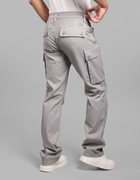 Grey Comfort Straight Fit Stretch Cargo Pants