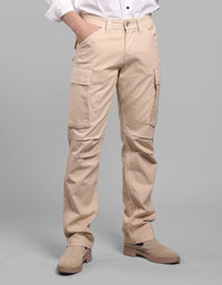 Light Khaki Comfort Straight Fit Stretch Cargo Pants