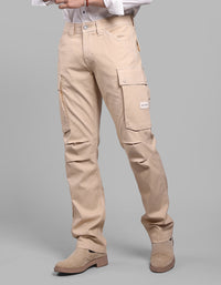 Light Khaki Comfort Straight Fit Stretch Cargo Pants