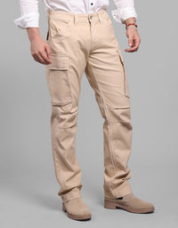 Light Khaki Comfort Straight Fit Stretch Cargo Pants
