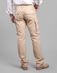 Light Khaki Comfort Straight Fit Stretch Cargo Pants