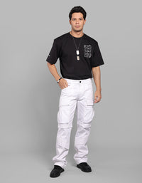 White Comfort Straight Fit Stretch Cargo Pant