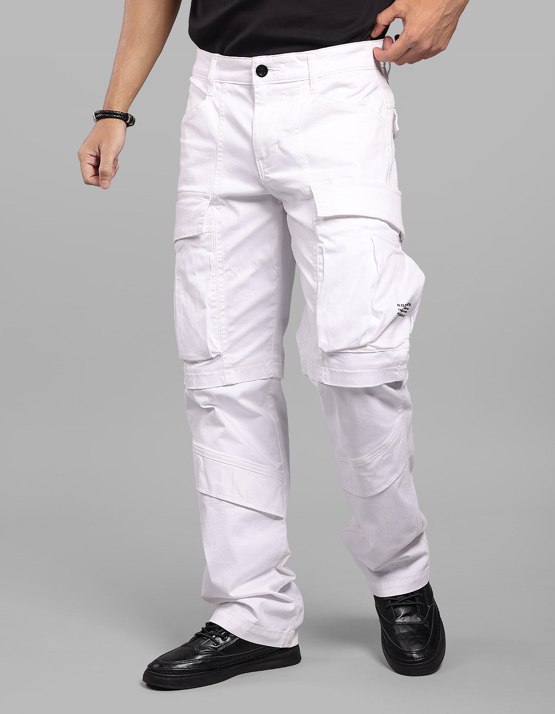 White Comfort Straight Fit Stretch Cargo Pant