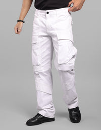 White Comfort Straight Fit Stretch Cargo Pant