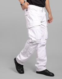 White Comfort Straight Fit Stretch Cargo Pant