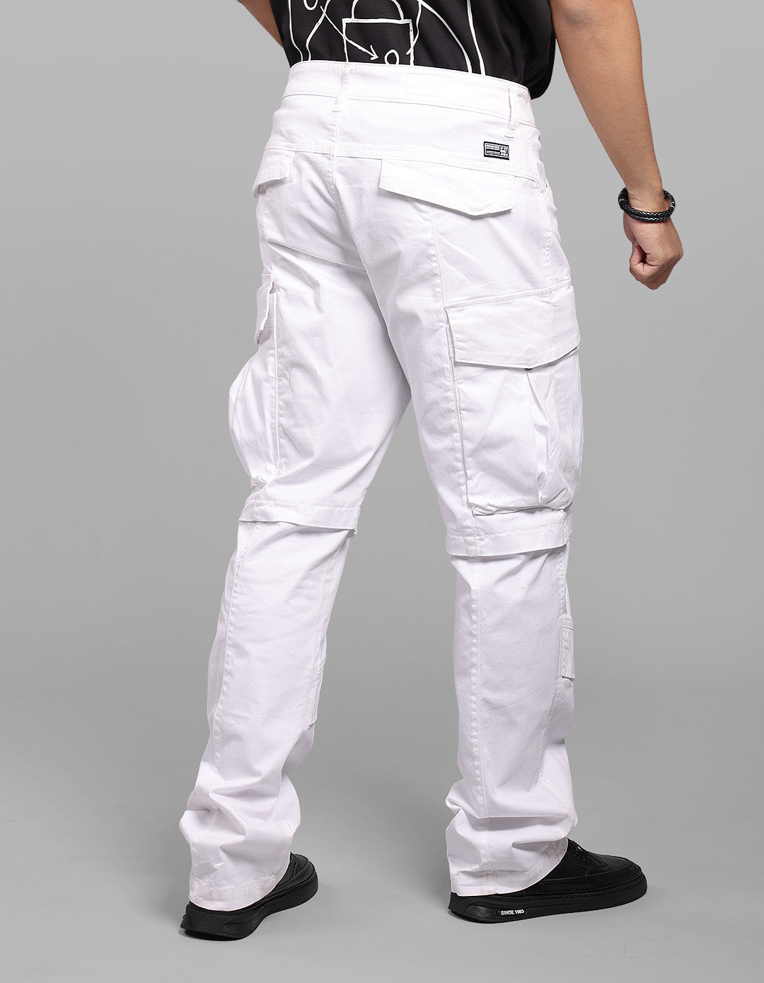 White Comfort Straight Fit Stretch Cargo Pant