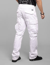White Comfort Straight Fit Stretch Cargo Pant