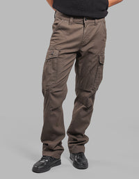OLIVE COMFORT STRAIGHT FIT STRETCH CARGO PANTS