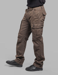 OLIVE COMFORT STRAIGHT FIT STRETCH CARGO PANTS