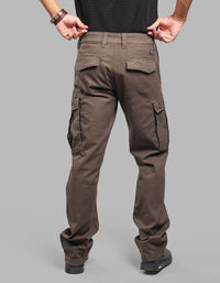 OLIVE COMFORT STRAIGHT FIT STRETCH CARGO PANTS