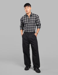 Black Loose Fit Pleated Korean Pants