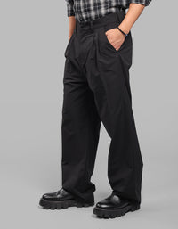 Black Loose Fit Pleated Korean Pants