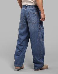 Med Blue Balloon Fit Denim Cargo