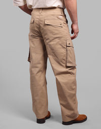 Khaki Balloon Fit Stretch Cargo Pants