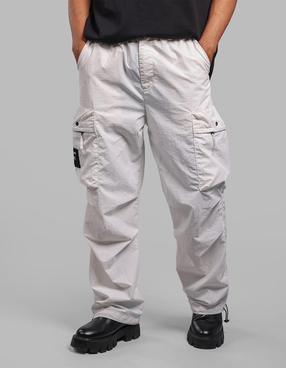 White Loose Fit Utility Cargo