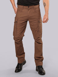 Brown Comfort Straight Fit Stretch Cargo Pant