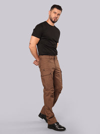 Brown Comfort Straight Fit Stretch Cargo Pant