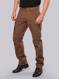 Brown Comfort Straight Fit Stretch Cargo Pant