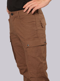 Brown Comfort Straight Fit Stretch Cargo Pant