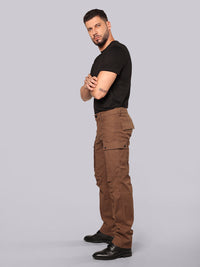 Brown Comfort Straight Fit Stretch Cargo Pant