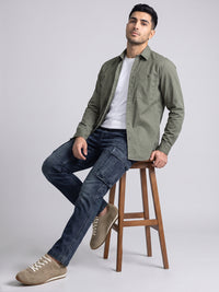 Dark Blue Comfort Straight Fit Stretch Denim Cargo
