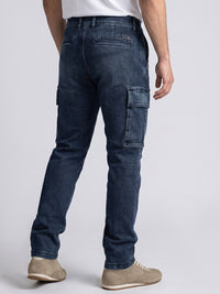 Dark Blue Comfort Straight Fit Stretch Denim Cargo