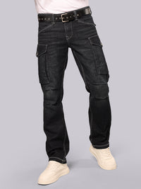 Dark Blue Comfort Straight Fit Stretch Denim Cargo