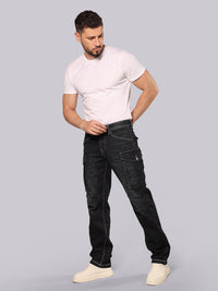 Dark Blue Comfort Straight Fit Stretch Denim Cargo