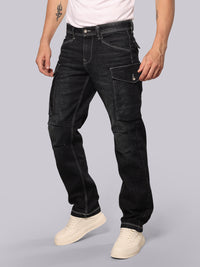 Dark Blue Comfort Straight Fit Stretch Denim Cargo