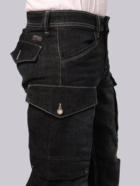 Dark Blue Comfort Straight Fit Stretch Denim Cargo