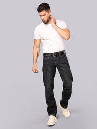 Dark Blue Comfort Straight Fit Stretch Denim Cargo