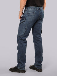 Med Blue Comfort Straight Fit Stretch Denim Cargo