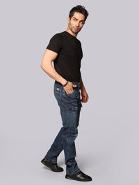 Med Blue Comfort Straight Fit Stretch Denim Cargo