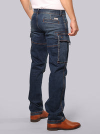 Med Blue Comfort Straight Fit Stretch Denim Cargo