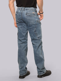 Med Blue Comfort Straight Fit Stretch Denim Cargo