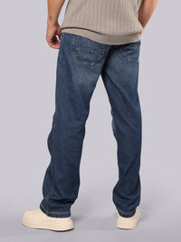 Med Blue Comfort Straight Fit Denim Cargo