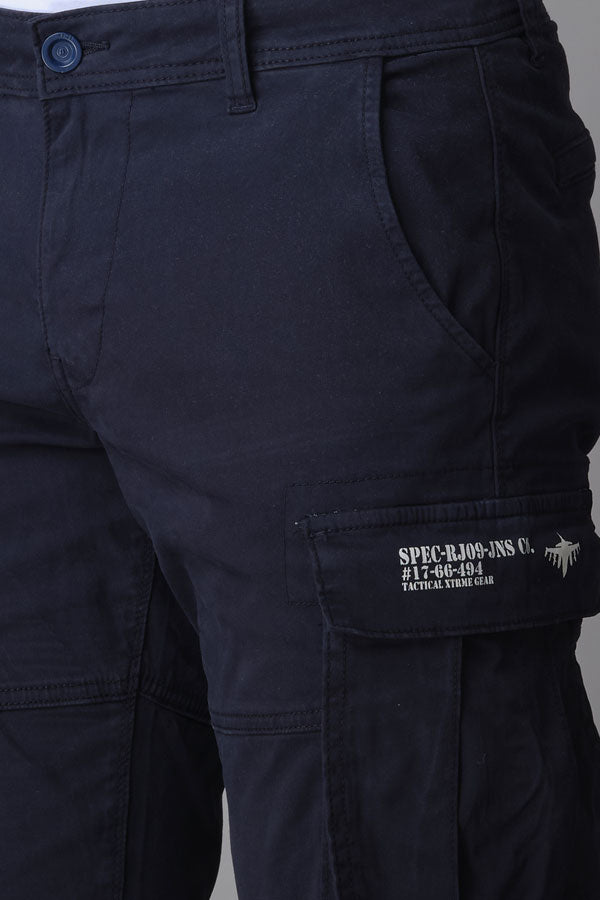 Navy Regular Fit Cargo Pant