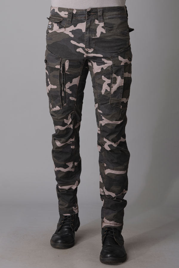 Lt Grey Camo Print Regular Fit Cargo Pant