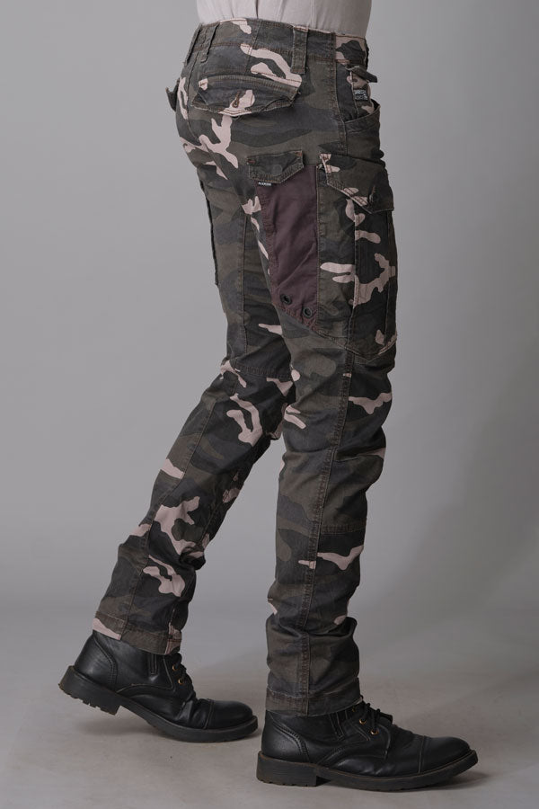 Lt Grey Camo Print Regular Fit Cargo Pant