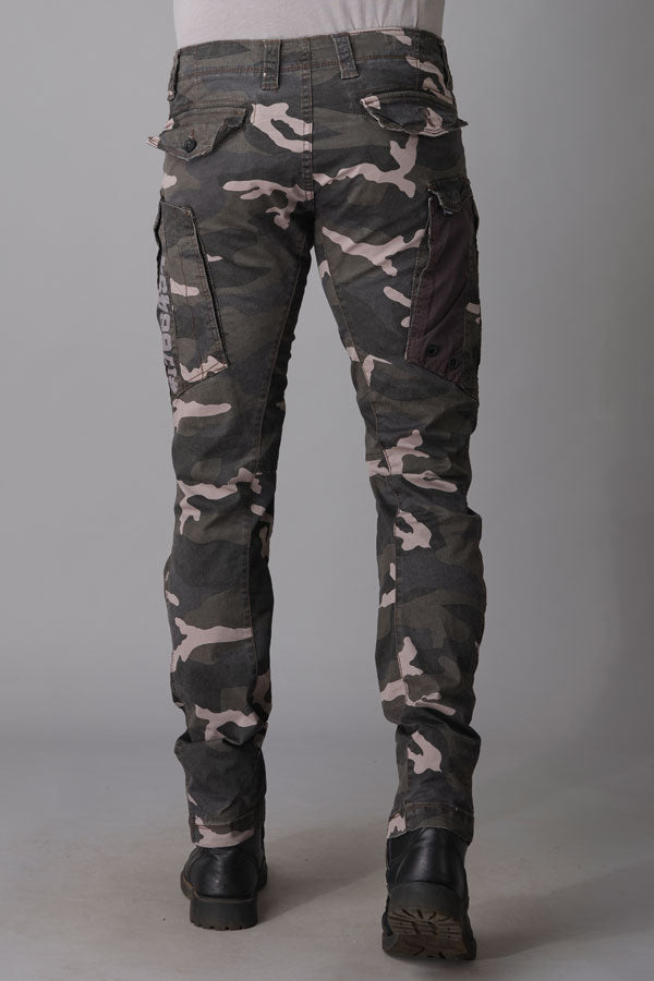 Lt Grey Camo Print Regular Fit Cargo Pant