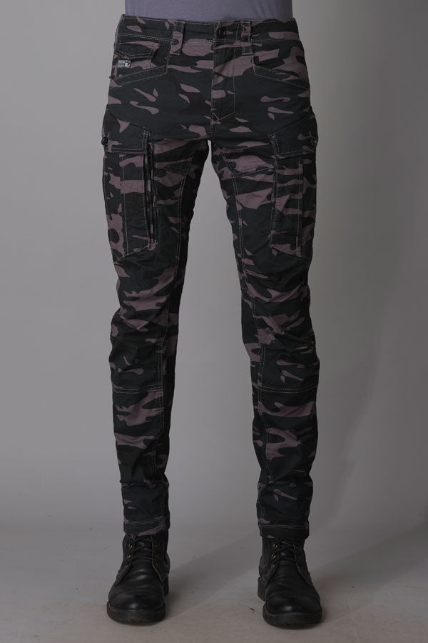 Dark Grey Camo Print Regular Fit Cargo Pant