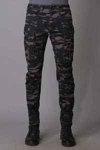 Dark Grey Camo Print Regular Fit Cargo Pant