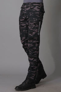 Dark Grey Camo Print Regular Fit Cargo Pant
