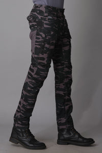 Dark Grey Camo Print Regular Fit Cargo Pant