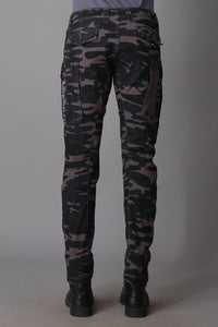 Dark Grey Camo Print Regular Fit Cargo Pant