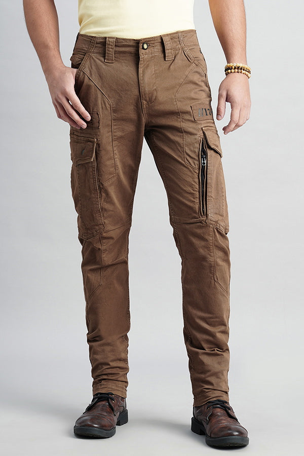 Khaki Slim Fit Cargo Pant (Regular Fit)